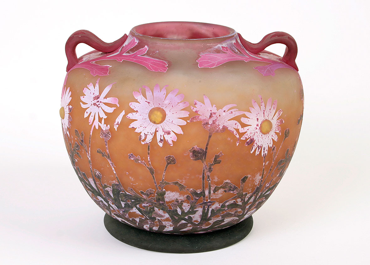 Daum Daisy Two-Handled Vase